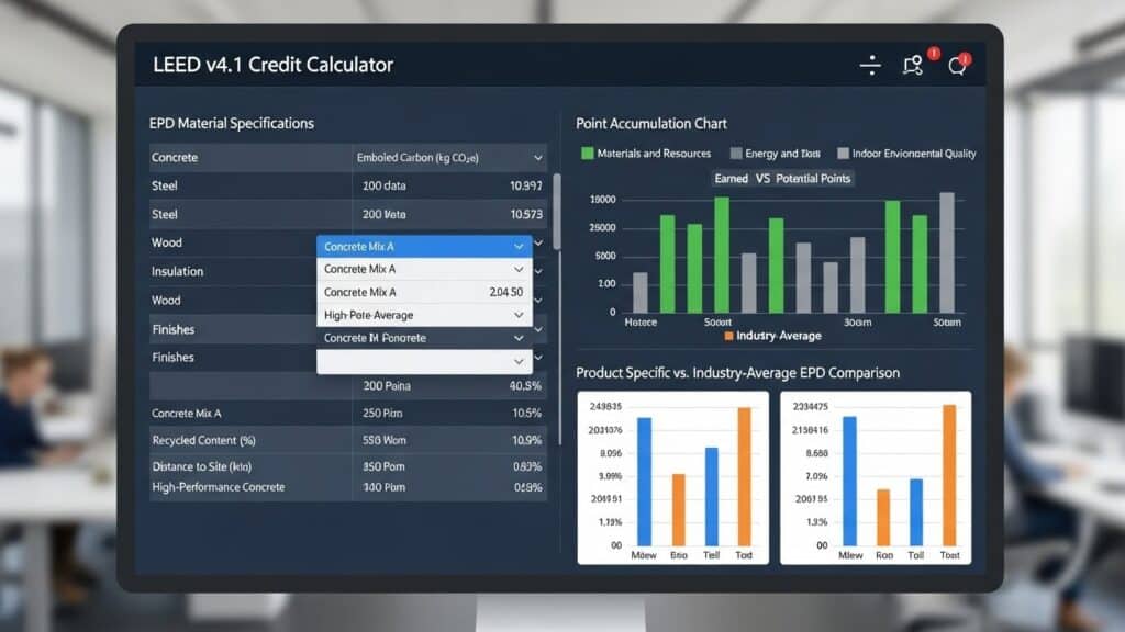 LEED certification credit calculation using product-specific EPD for construction materials